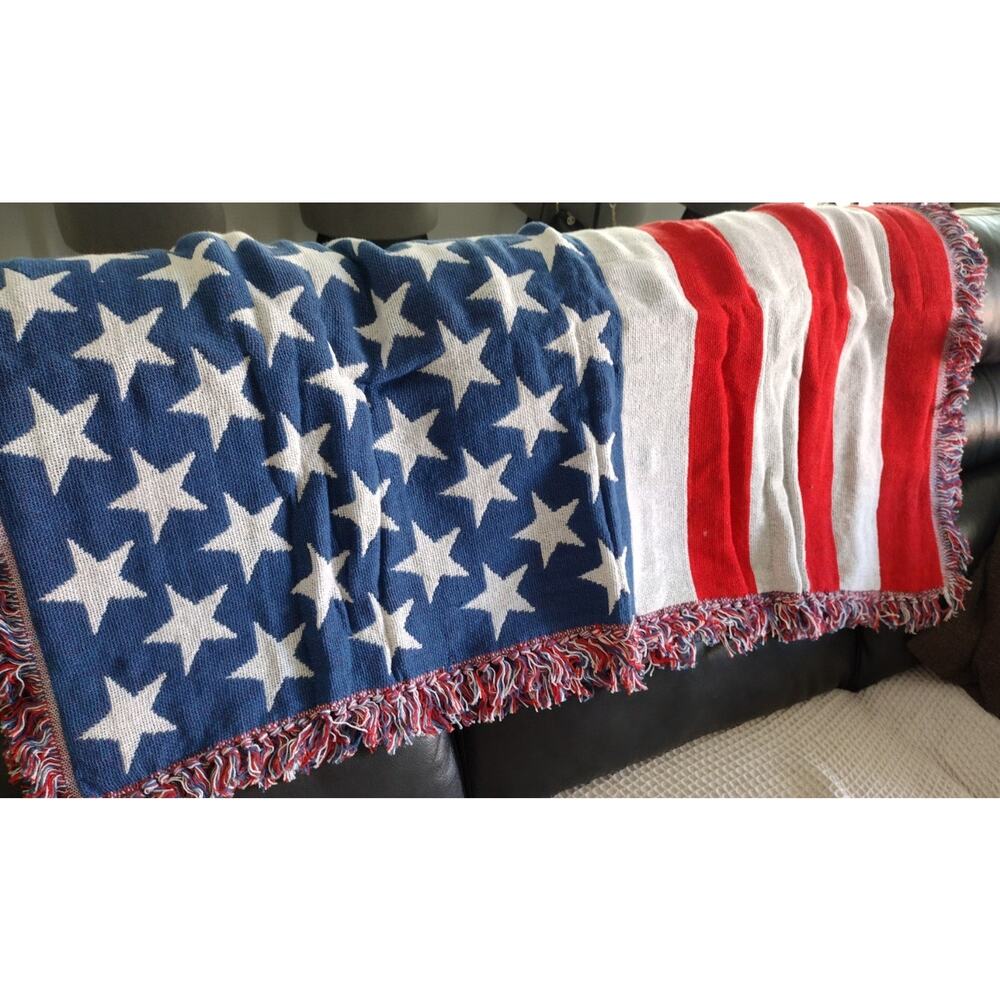 American Flag Throw Blanket 50"X 60" 100% Cotton